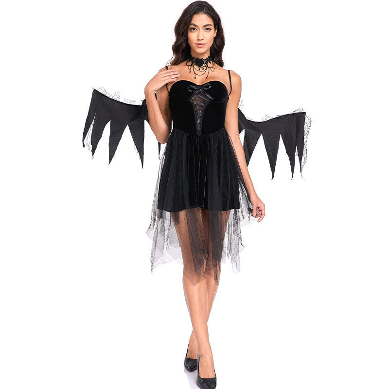 Angel Cosplay Costume Halloween Costume Red Angel Dress Dark Gothic Vampire Demon Costume