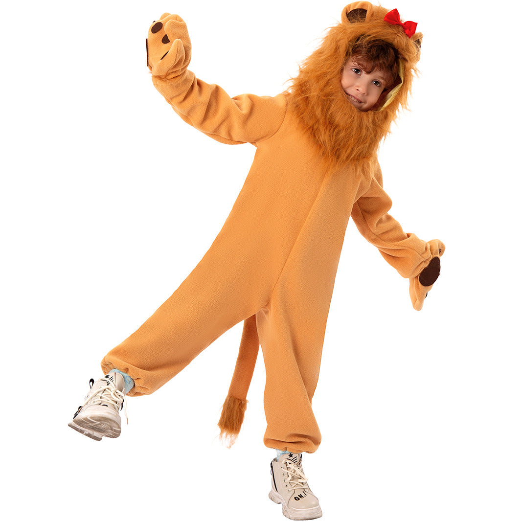 Halloween Wizard of Oz Cowardly Lion Onesie Children's Stage Cosplay Costume Performance Costume Ethnic Costume
